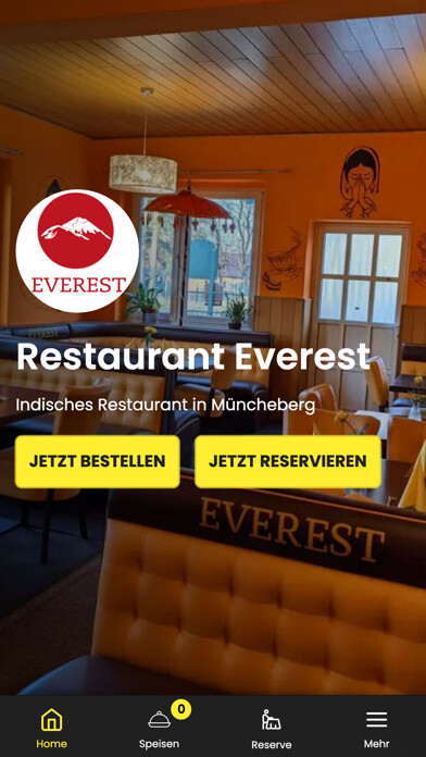 Emulate iPhone app Restaurant Everest Müncheberg using MyAndroid