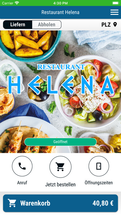 Emulate iPhone app Restaurant Helena using MyAndroid