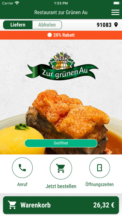 Emulate iPhone app Restaurant zur Grünen Au using MyAndroid Emulate iPhone app Restaurant zur Grünen Au using MyAndroid