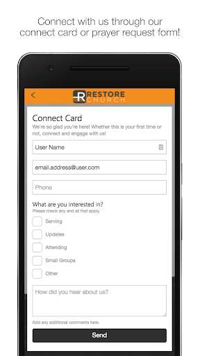 Run android online APK Restore Church - Jacksonville from MyAndroid or emulate Restore Church - Jacksonville using MyAndroid