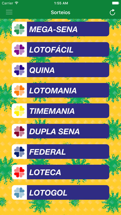 Emulate iPhone app Resultados Loterias da Caixa using MyAndroid