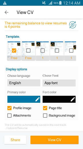 Emulate Android APK Resume ( CV Editor )