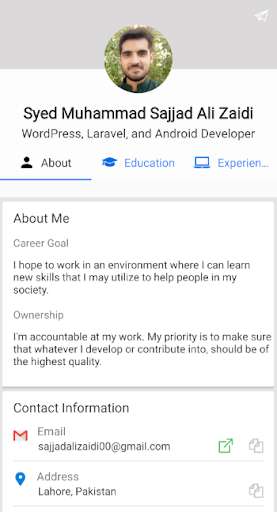 Run android online APK Resume (Syed Muhammad Sajjad) from MyAndroid or emulate Resume (Syed Muhammad Sajjad) using MyAndroid