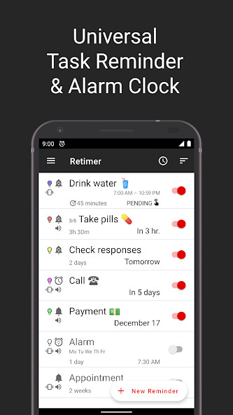 Run android online APK Retimer: Recurring Alarm from MyAndroid or emulate Retimer: Recurring Alarm using MyAndroid