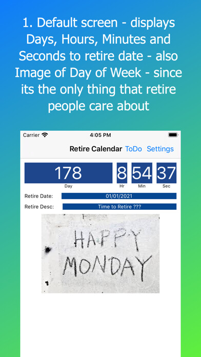 Emulate iPhone app Retire Calendar using MyAndroid Emulate iPhone app Retire Calendar using MyAndroid