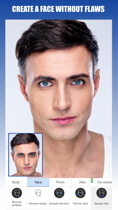 Emulate iPhone app Retouch Men - Body Tune Editor using MyAndroid