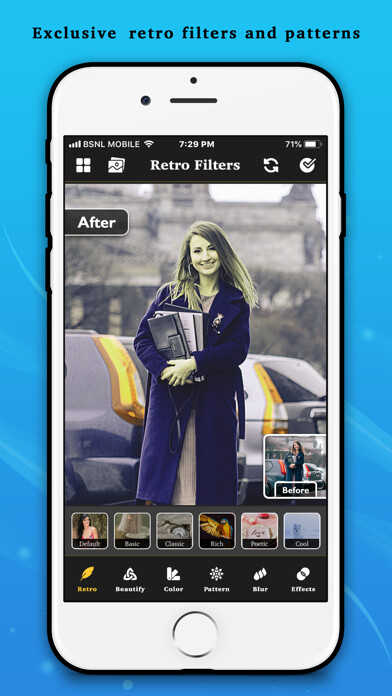Emulate iPhone app Retro Filters Photo Editor using MyAndroid
