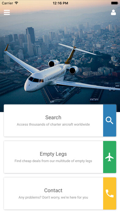 Emulate iPhone app Returnjet Charter Search using MyAndroid