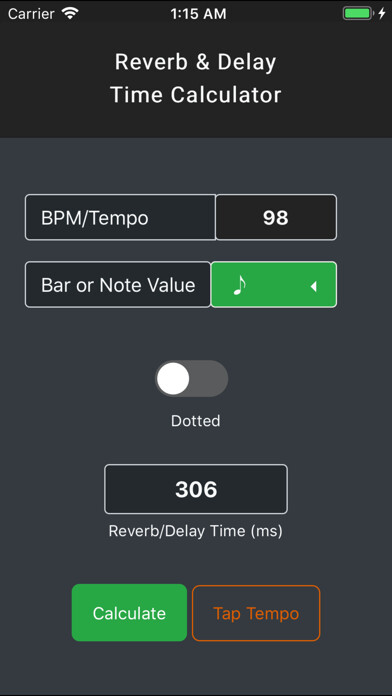 Emulate iPhone app Reverb & Delay Time Calculator using MyAndroid Emulate iPhone app Reverb & Delay Time Calculator using MyAndroid