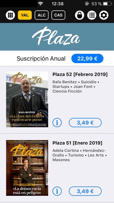 Emulate iPhone app Revista Plaza using MyAndroid