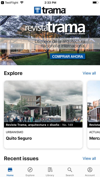 Emulate iPhone app Revista Trama using MyAndroid