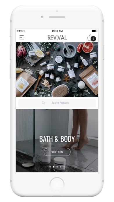 Emulate iPhone app Revival Body Care using MyAndroid