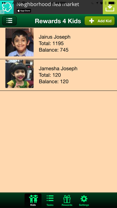 Emulate iPhone app Rewards 4 Kids: Smart Reward Tracker using MyAndroid