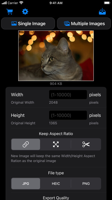 Emulate iPhone app Rezzize: Image resizer using MyAndroid