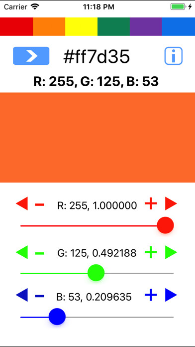 Emulate iPhone app RGB Color Slider using MyAndroid