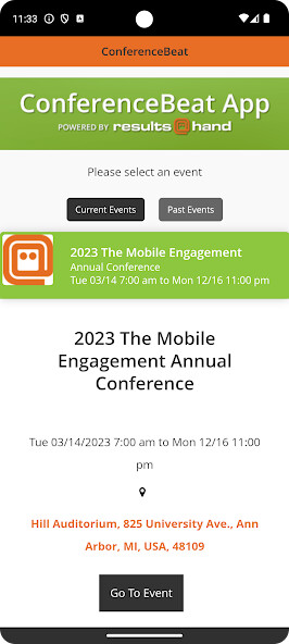 Emulate iPhone app R@H ConferenceBeat Event App using MyAndroid