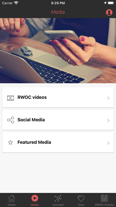 Emulate iPhone app Rhema Word Outreach Center using MyAndroid