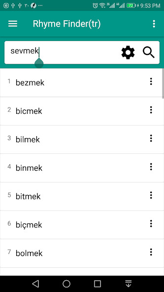 Run android online APK Rhyme Finder(tr) from MyAndroid or emulate Rhyme Finder(tr) using MyAndroid