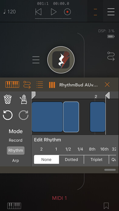 Emulate iPhone app RhythmBud - AUv3 MIDI FX using MyAndroid