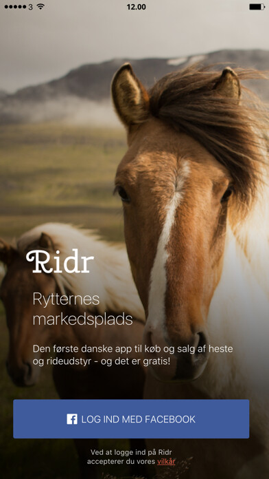 Emulate iPhone app Ridr - Sælg heste og udstyr using MyAndroid