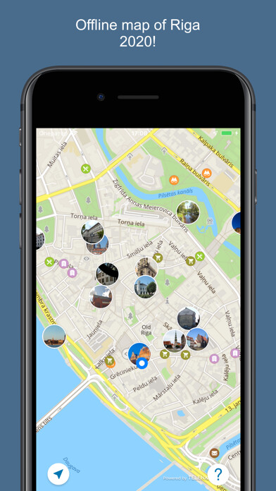 Emulate iPhone app Riga 2020 — offline map using MyAndroid