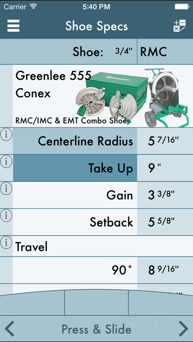 Emulate iPhone app RIGID: Conduit Bending Calculator using MyAndroid Emulate iPhone app RIGID: Conduit Bending Calculator using MyAndroid