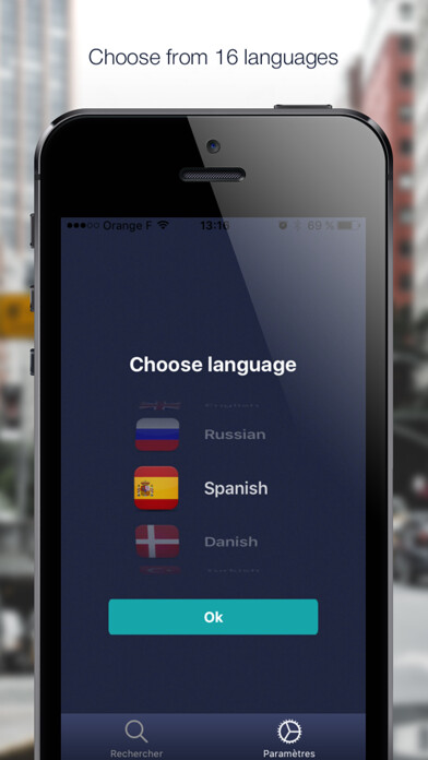 Emulate iPhone app Rimes Multi - rhymes generator 16 languages using MyAndroid