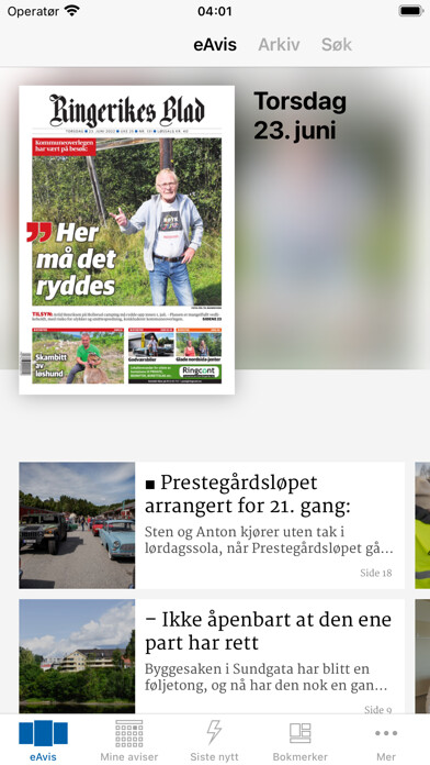 Emulate iPhone app Ringerikes Blad eAvis using MyAndroid Emulate iPhone app Ringerikes Blad eAvis using MyAndroid