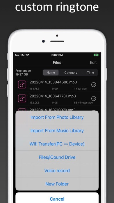 Emulate iPhone app Ringtone Master- extract audio using MyAndroid