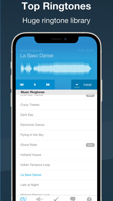 Emulate iPhone app Ringtones for iPhone: Ring App using MyAndroid