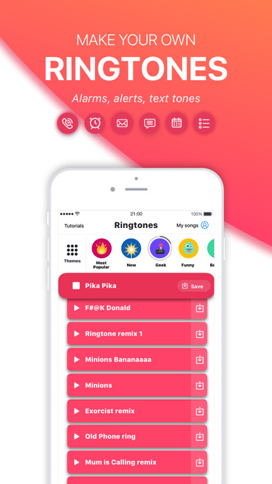 Emulate iPhone app Ringtones HD ∙ Ringtone Maker using MyAndroid