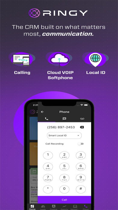 Emulate iPhone app Ringy CRM using MyAndroid