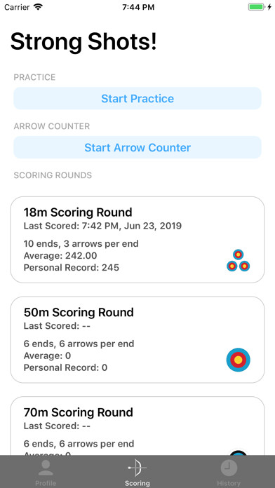 Emulate iPhone app Rise - Archery Scoring Tracker using MyAndroid