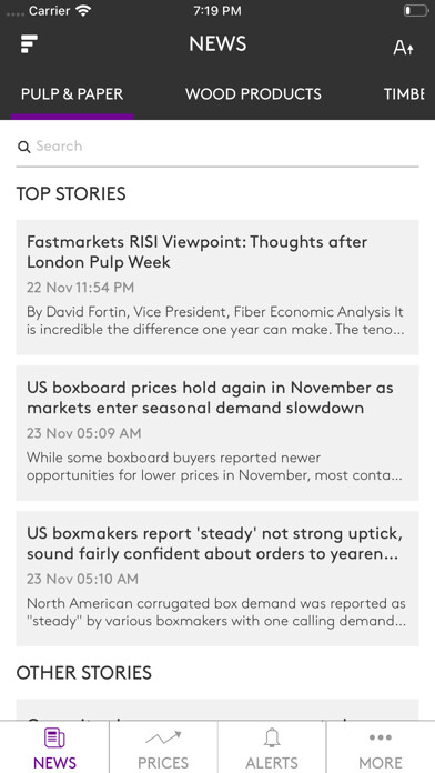 Emulate iPhone app RISI News & Prices using MyAndroid