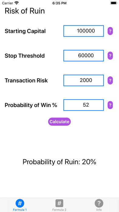Emulate iPhone app Risk of Ruin using MyAndroid