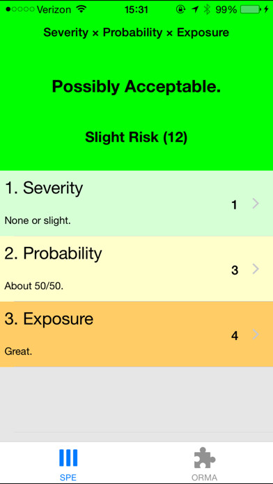 Emulate iPhone app Risk: SPE, ORMA, and GAR Calculator using MyAndroid