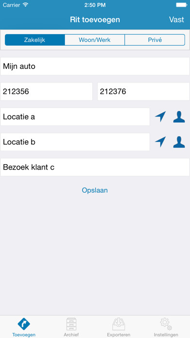 Emulate iPhone app RitReg - Kilometerregistratie using MyAndroid