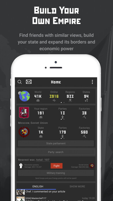 Emulate iPhone app Rival Regions — War & Politics using MyAndroid