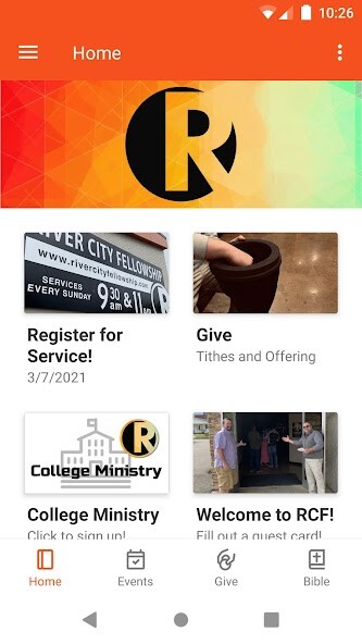 Emulate iPhone app River City Fellowship using MyAndroid