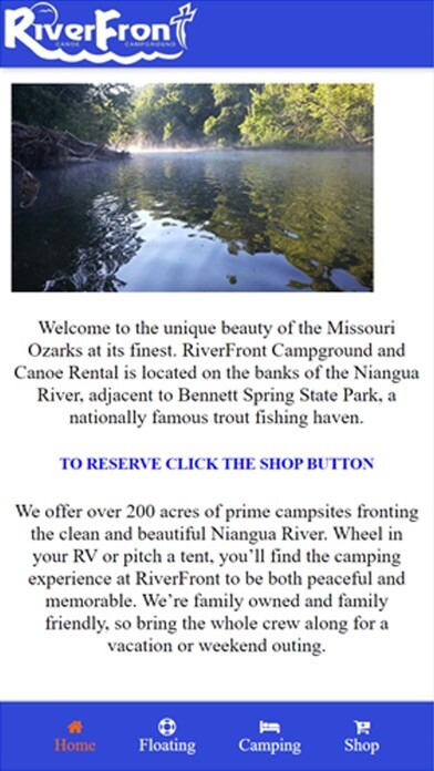 Emulate iPhone app Riverfront Camp and Canoe using MyAndroid Emulate iPhone app Riverfront Camp and Canoe using MyAndroid