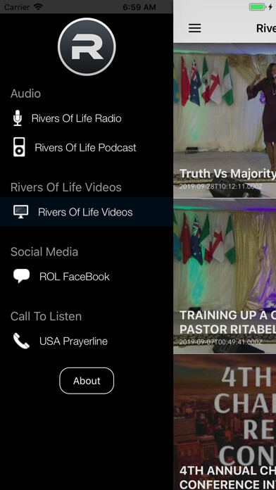Emulate iPhone app Rivers Of Life Radio using MyAndroid