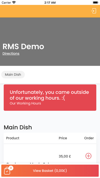 Emulate iPhone app RMS Demo Restaurant using MyAndroid Emulate iPhone app RMS Demo Restaurant using MyAndroid