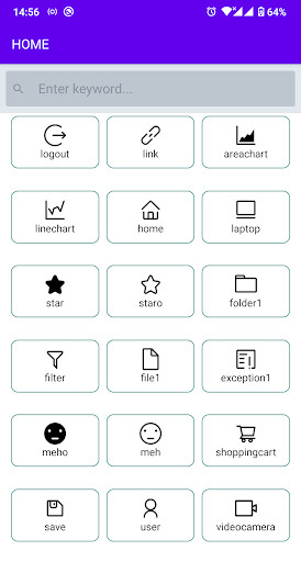 Run android online APK RN icon explore from MyAndroid or emulate RN icon explore using MyAndroid