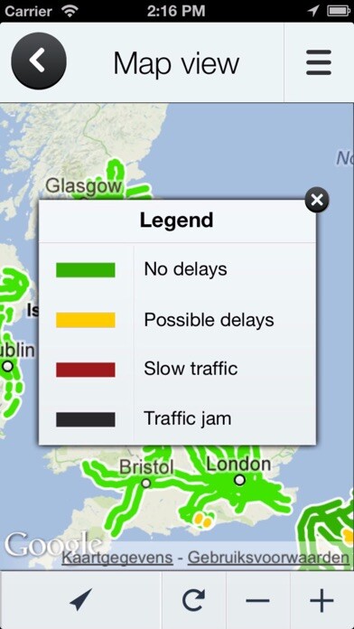 Emulate iPhone app Road Information UK – Real Time Traffic Jams using MyAndroid