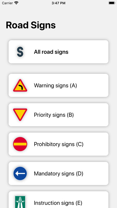 Emulate iPhone app Road Signs - Sweden using MyAndroid
