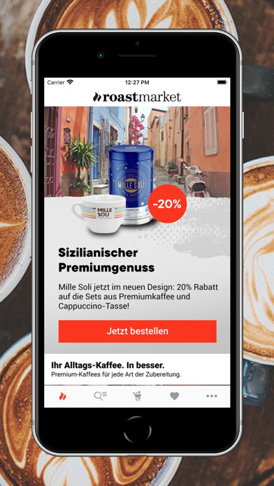 Emulate iPhone app roastmarket - Kaffee Online using MyAndroid