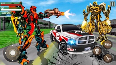 Emulate iPhone app Robot Games Helicopter Car War using MyAndroid