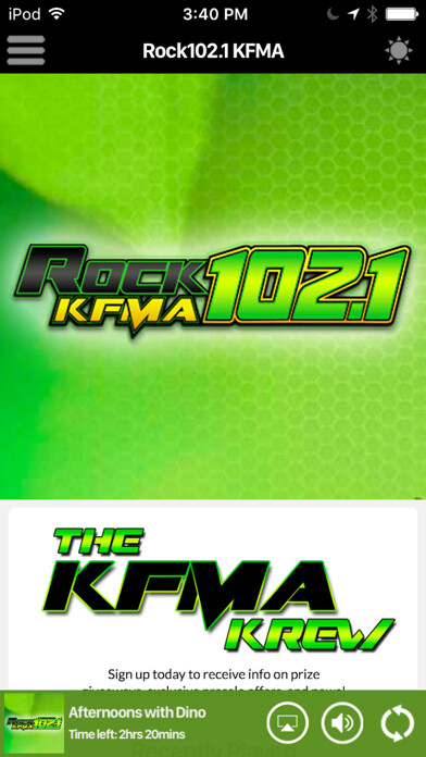 Emulate iPhone app Rock102.1 KFMA using MyAndroid
