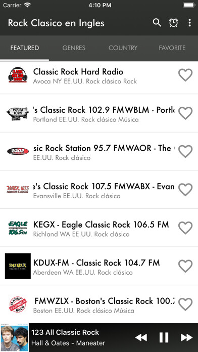 Emulate iPhone app Rock Clasico en Ingles using MyAndroid