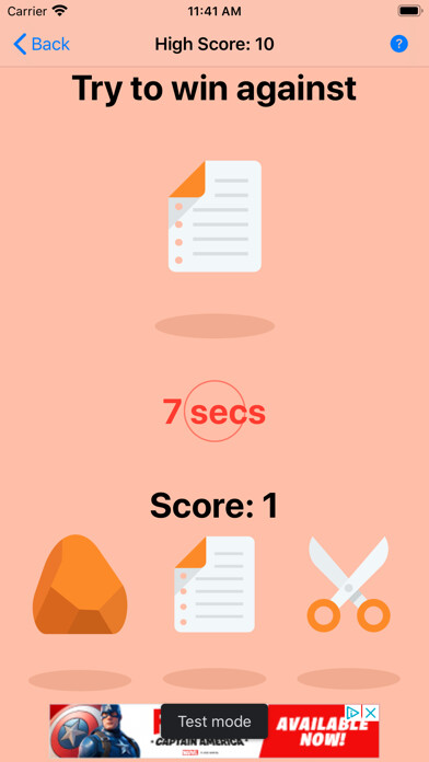 Emulate iPhone app Rock Paper Scissors Zone using MyAndroid